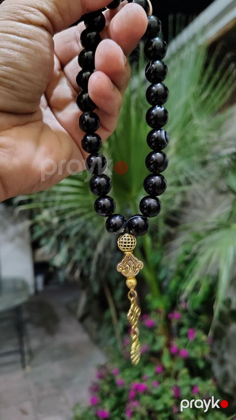 Qara aqiqdən təsbeh - Material: parlaq qara aqiq (yuvarlaq cilalanmış — Digah