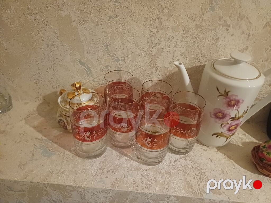 Çay dəsti, rəng - Qızılı, Farfor, Bohemia, Çexiya — Süfrə qabı, Digah (4)