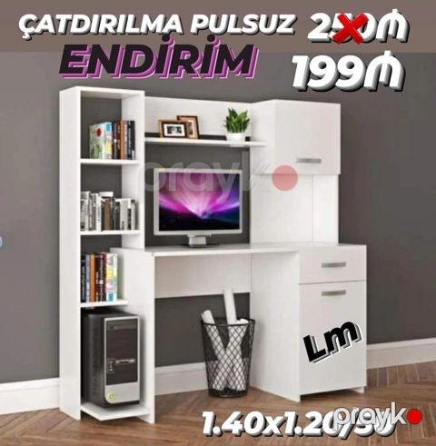 Düz masa, Polkalı, Siyirməli, Sadə laminat — Bakı