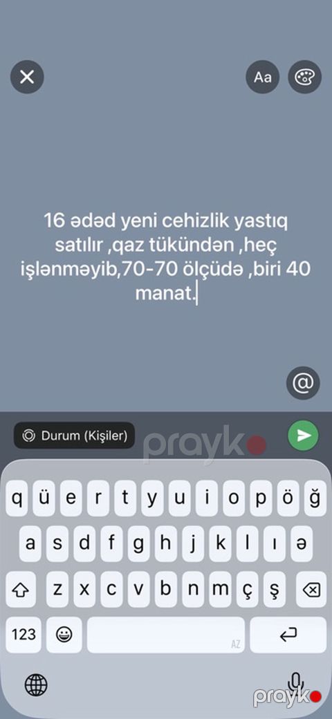 Qaz tükündən cehizlik yastıqlar - Sayı: 16 ədəd - Material: təbii qaz