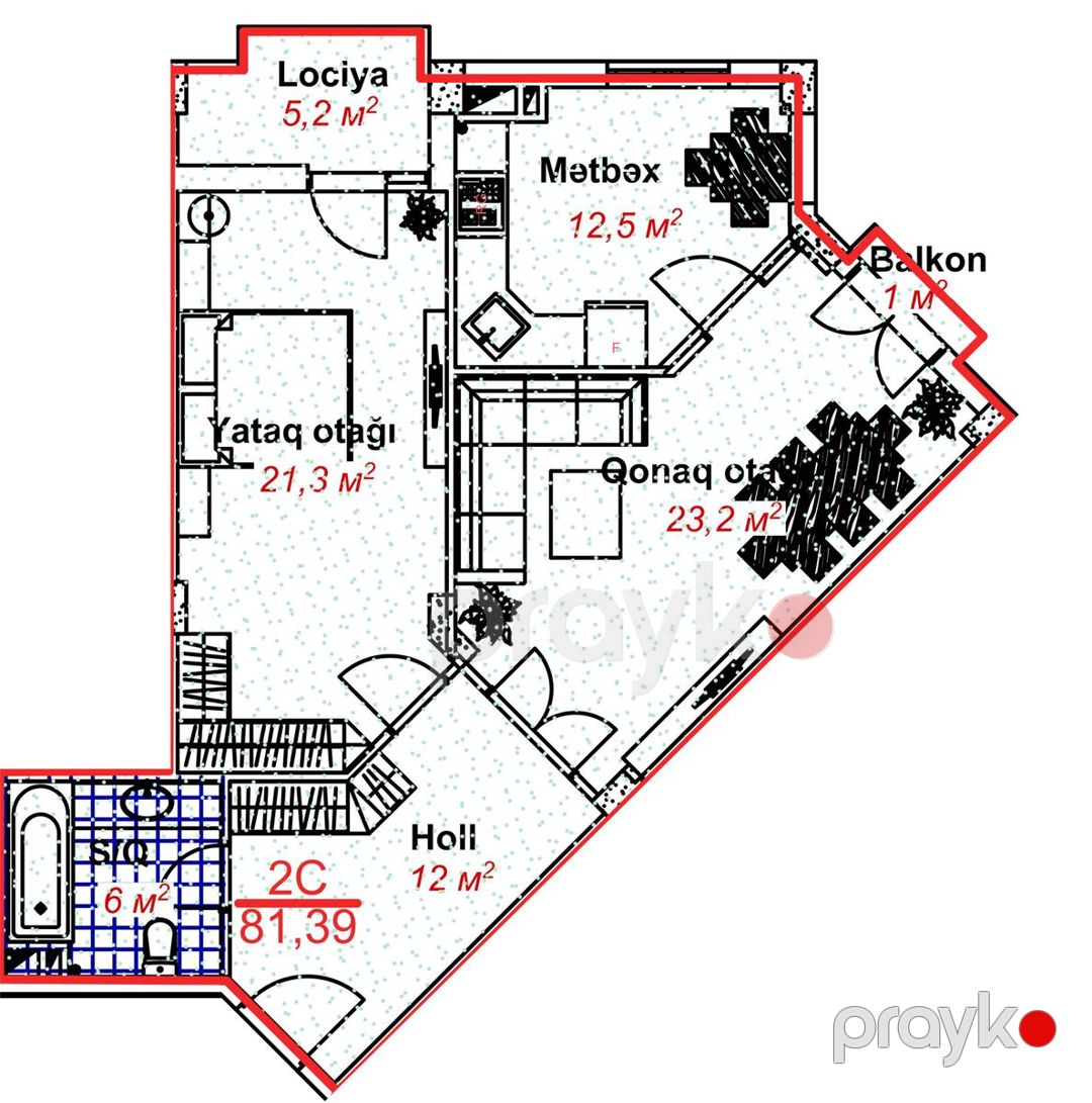 Satılır 2 otaqlı yeni tikili 81.3 m² — Mənzil, Lənkəran (7)