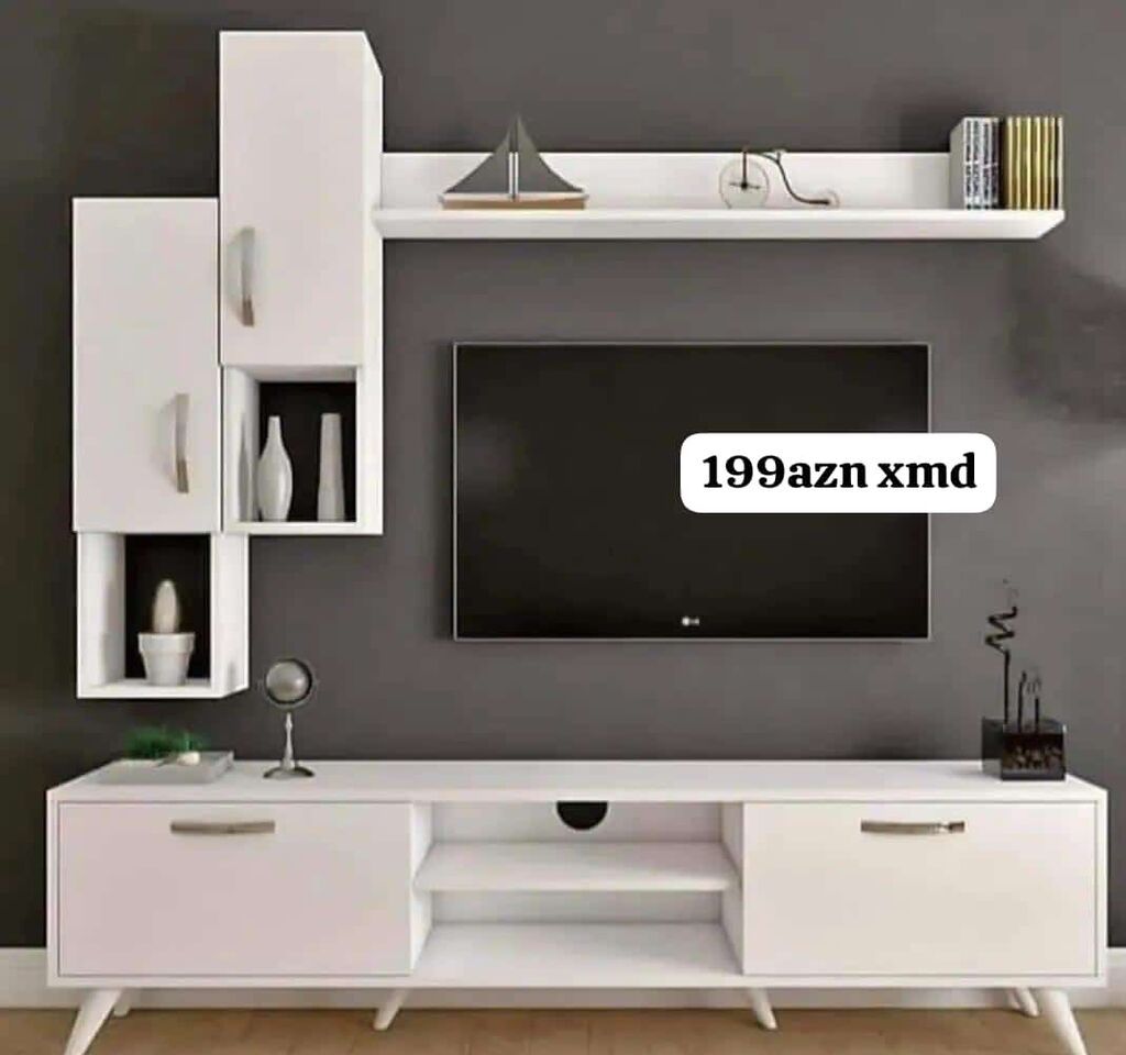TV stendi və divar rəf dəsti - Dizayn: Müasir minimal üslub, həm — Televizor altlıqları və standlar, Bakı (3)