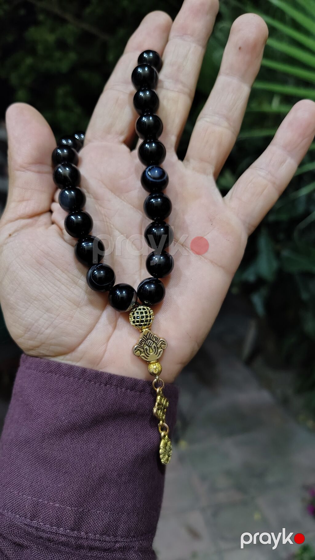 Qara aqiqdən təsbeh - Material: parlaq qara aqiq (yuvarlaq cilalanmış — Uca bilərziklər, Digah (2)
