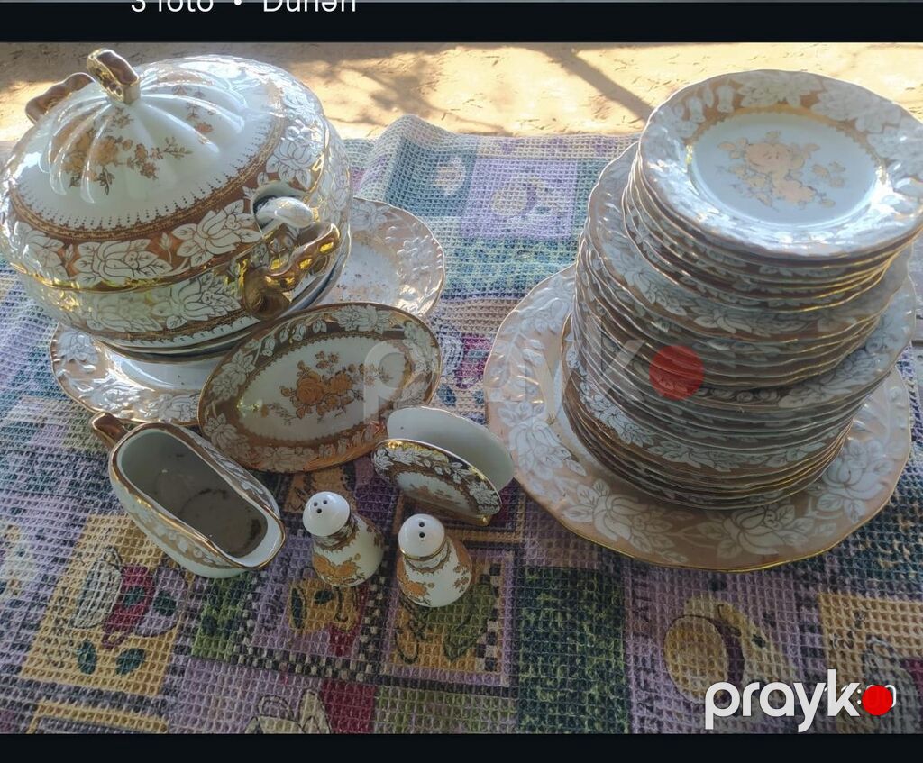 Nahar dəsti, rəng - Qızılı, Farfor — Süfrə qabı, Bakı (3)