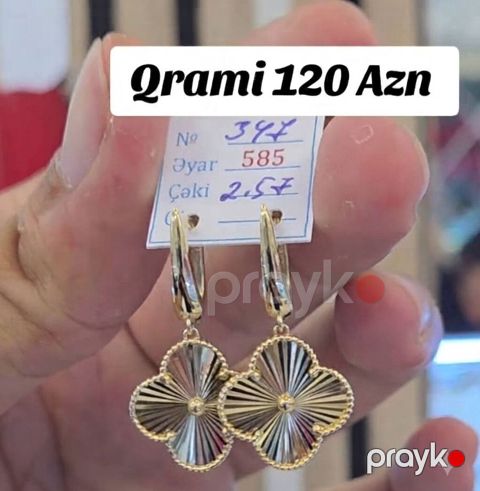 Sırğa, Sarı qızıl, 585 Əyar — Digah