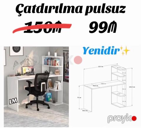 Künc masa, Polkalı, Siyirməsiz, Sadə laminat, Zəmanətsiz, Kredit yoxdur — Bakı
