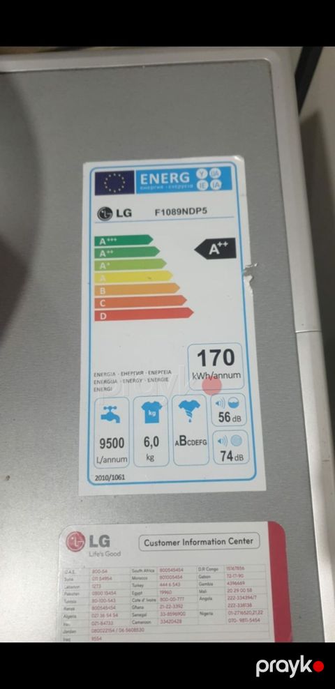 LG paltaryuyan maşın – model F1089NDP5 - Tutum: 6 kq (ön yükləməli) — Digah