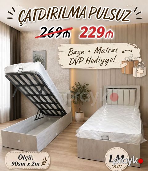 *Tək bazalı çarpayı* _*Sifarişlə VƏ Yeni*_ *Qiymət 229₼* Ölçü — Bakı