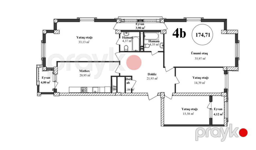 Satılır 4 otaqlı yeni tikili 174 m² — Mənzil, Bakı (8)