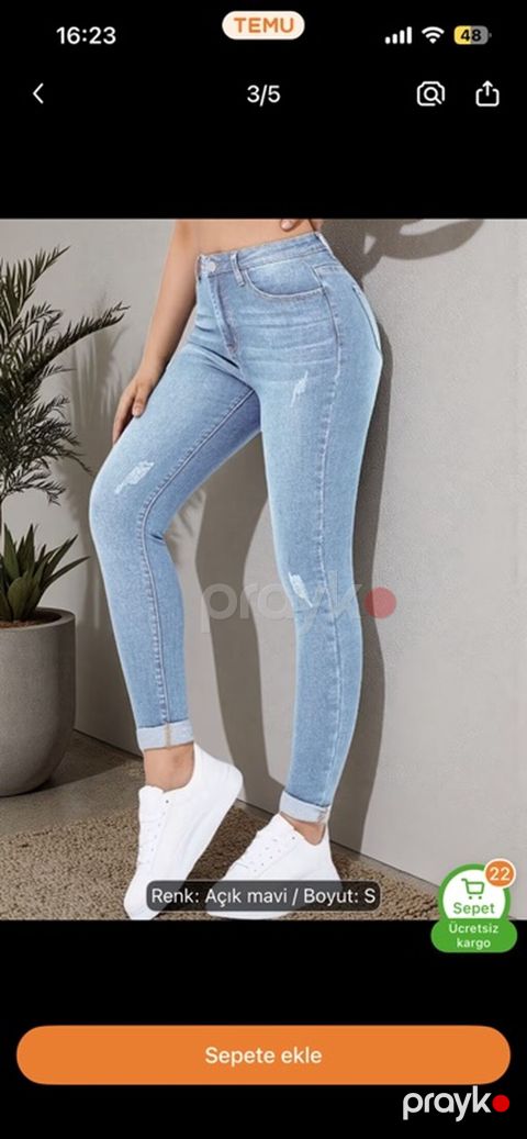 Qadın cins şalvar – açıq mavi, skinny kəsim - Rəng: Açıq mavi - Ölçü — Bakı