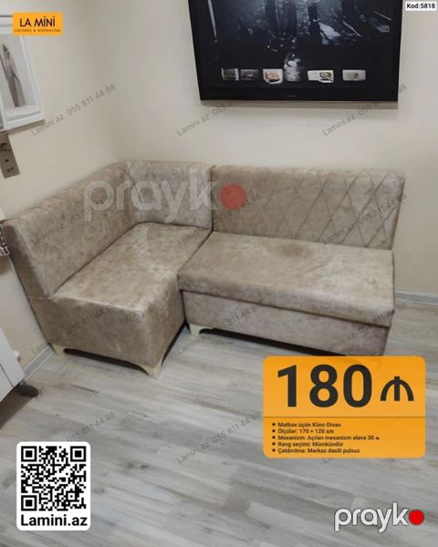 Künc divan, Mətbəx üçün, Parça, Bazalı, Açılan — Bakı