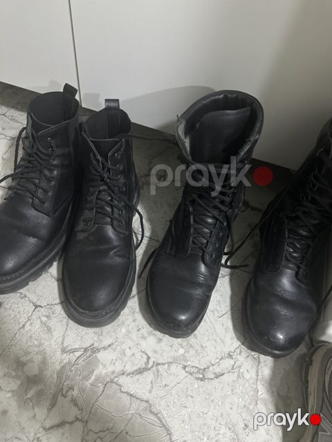 Kişi Qara dəri kişilər üçün bağcıqlı çəkmələr - Rəng: tam qara — Mingəçevir