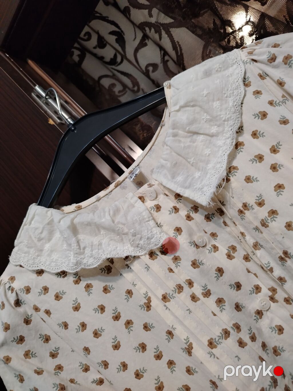 Krem rəngli, xırda sarı-yaşıl çiçək naxışlı qadın donu — Gündəlik paltarlar, Bakı (3)