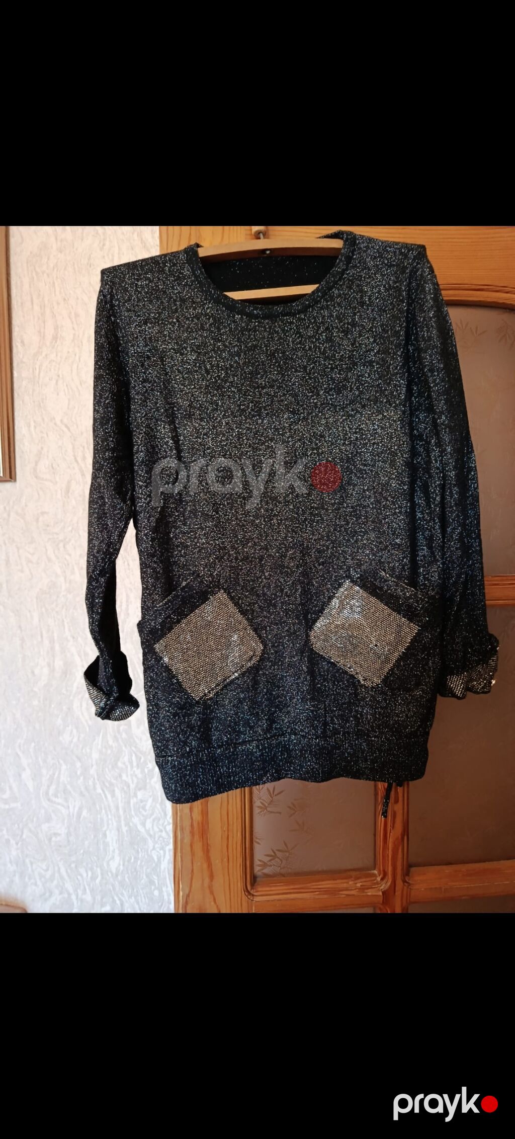 Qara-parıltılı qadın bluz/köynək - Model: Uzunqollu, yuvarlaq yaxalı — Köynək, Bakı