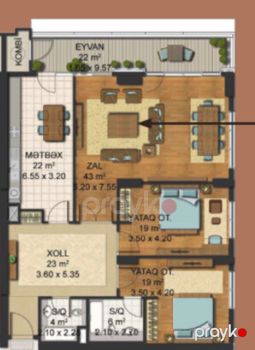 Satılır 3 otaqlı yeni tikili 162 m² — Mənzil, Bakı (4)