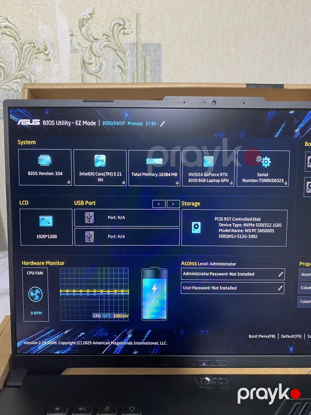 Yeni ASUS TUF Gaming, 16 Intel Core i5, 512 GB, Ünvandan götürmə, Ödənişli çatdırılma, Rayonlara çatdırılma — Asus, Bakı (4)