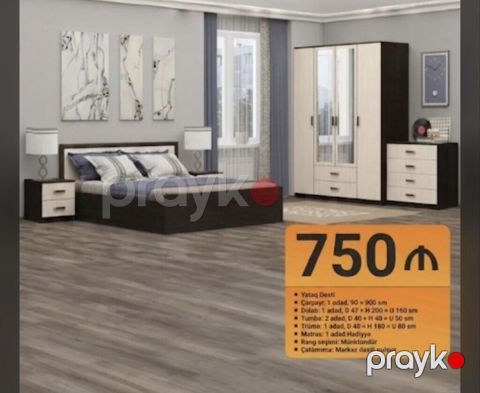 Yataq Dəsti – 750 Komplektin tərkibi və ölçülər: - Çarpayı: 1 ədəd — Digah
