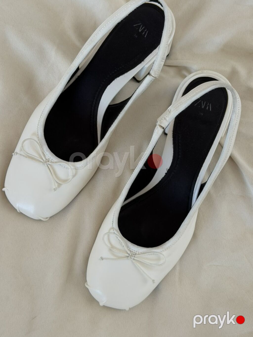 Məhsul: Qadın baletka tipli ayaqqabı - Rəng: Ağ - Model: Slingback — Tufl, Digah (2)