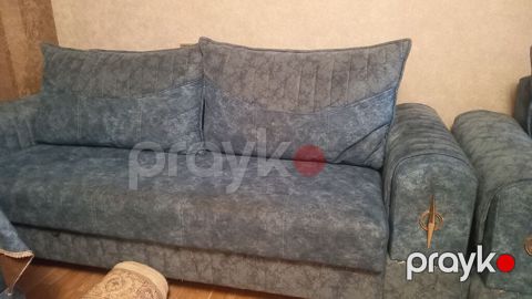 Mebel dəsti – divan və kreslo - Rəng: tünd boz-mavi (daş yuma — Bakı