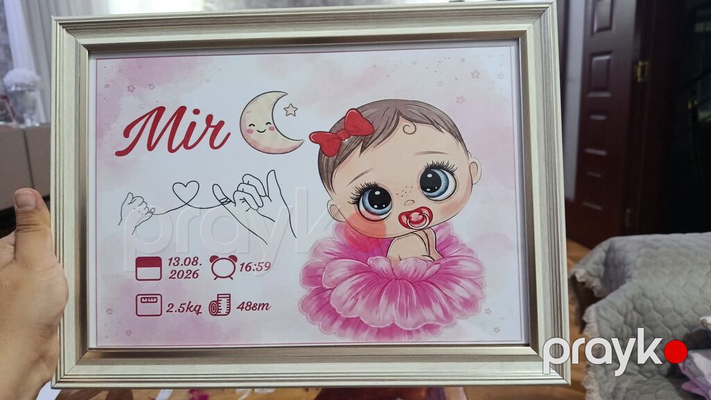 Personalizə olunan körpə doğum tablosu – çərçivəli dekor - Dizayn — Şəkillər, plakatlular və çərçivələr, Sumqayıt (2)