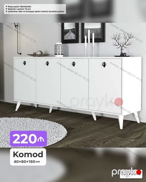 Komod – minimal dizaynlı, 4 qapılı saxlama mebeli - Ölçülər: 40 80 — Bakı