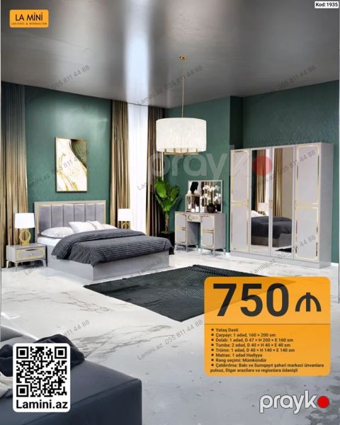 LA Mını brendindən elegant yataq dəsti Komplektin tərkibi: - Çarpayı — Bakı