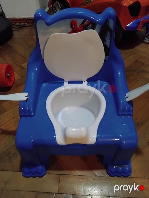Uşaq üçün oturacaqlı tualet qabı (potty) - Rəng: mavi, ağ detallar — Bakı
