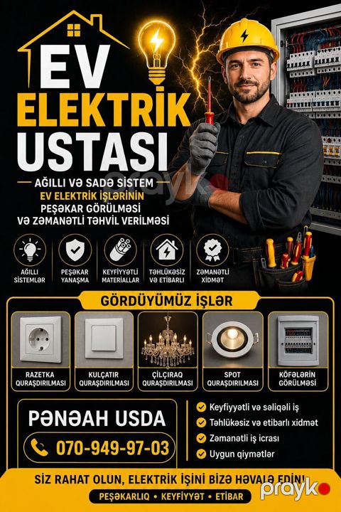 Ev elektrik ustası – ağıllı və sadə sistemlərin quraşdırılması və tam — Saray