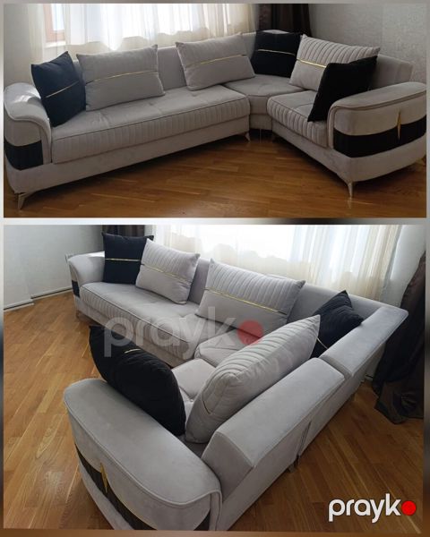 600₼ Künc divan – Satılır - Model: Künc divan - Rəng: Açıq boz