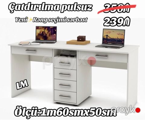 Yazı/kompüter masası - Rəng seçimi sərbəst - Ölçü: 1 m 60 sm x — Mehdiabad