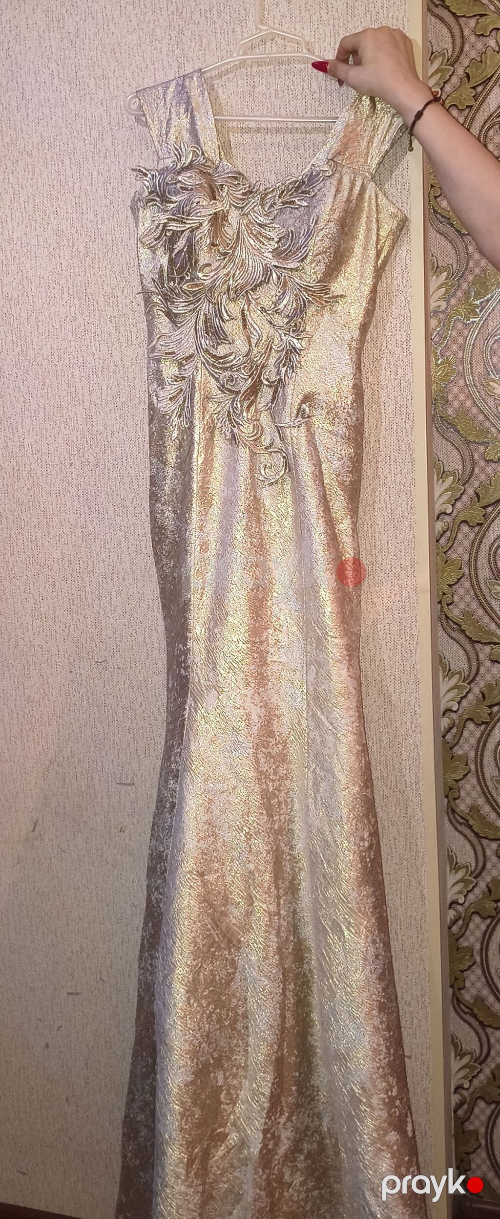Qızılı rəngdə ziyafət/libas Az isdifade olunub - Model: uzun, balıq — Axşam paltarları, Masazır (5)