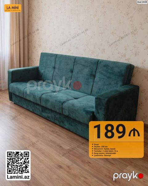 Divan – La Mini - Ölçü: 200 sm - Mexanizm: açılan, bazalı — Bakı