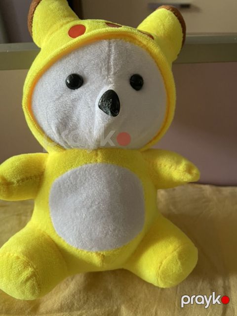 Pikachu üslubunda geyimli yumşaq ayı oyuncağı - Rəng: parlaq sarı, ağ