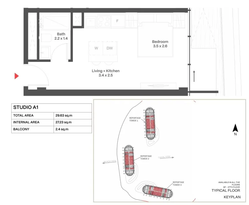 Sea Breeze, 1 otaqlı Yeni tikili satılır - 30 m², 26/28 mərtəbə — Mənzil, Bakı (7)
