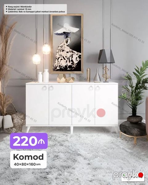 Komod – 40×80×160 sm - Dizayn: Minimalist və modern üslub, dairəvi — Bakı