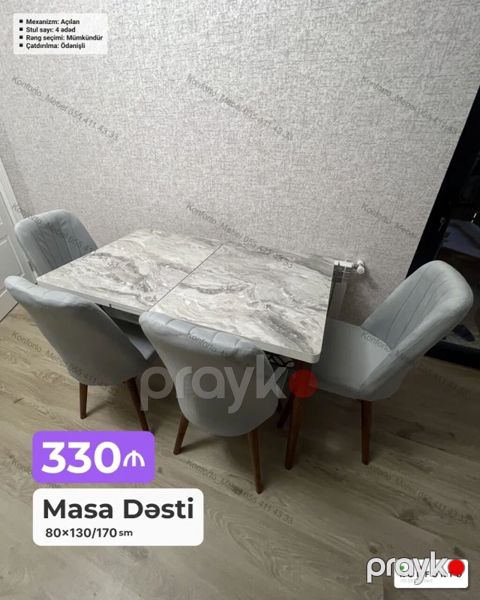 Masa Dəsti – açılan mexanizmli - Ölçü: 80×130/170 sm (ortadan açılaraq — Bakı