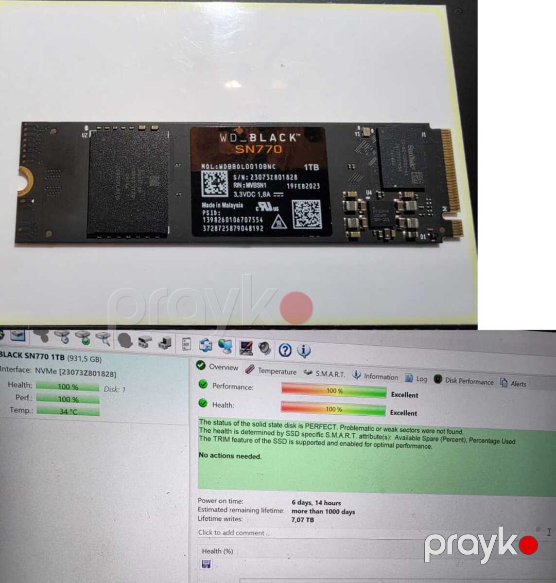 Wd_black SN770 1TB Gen 4 m.2 NVMe SSD WDBBDL0010BNC — Kompüterlər və noutbuklar, Bakı