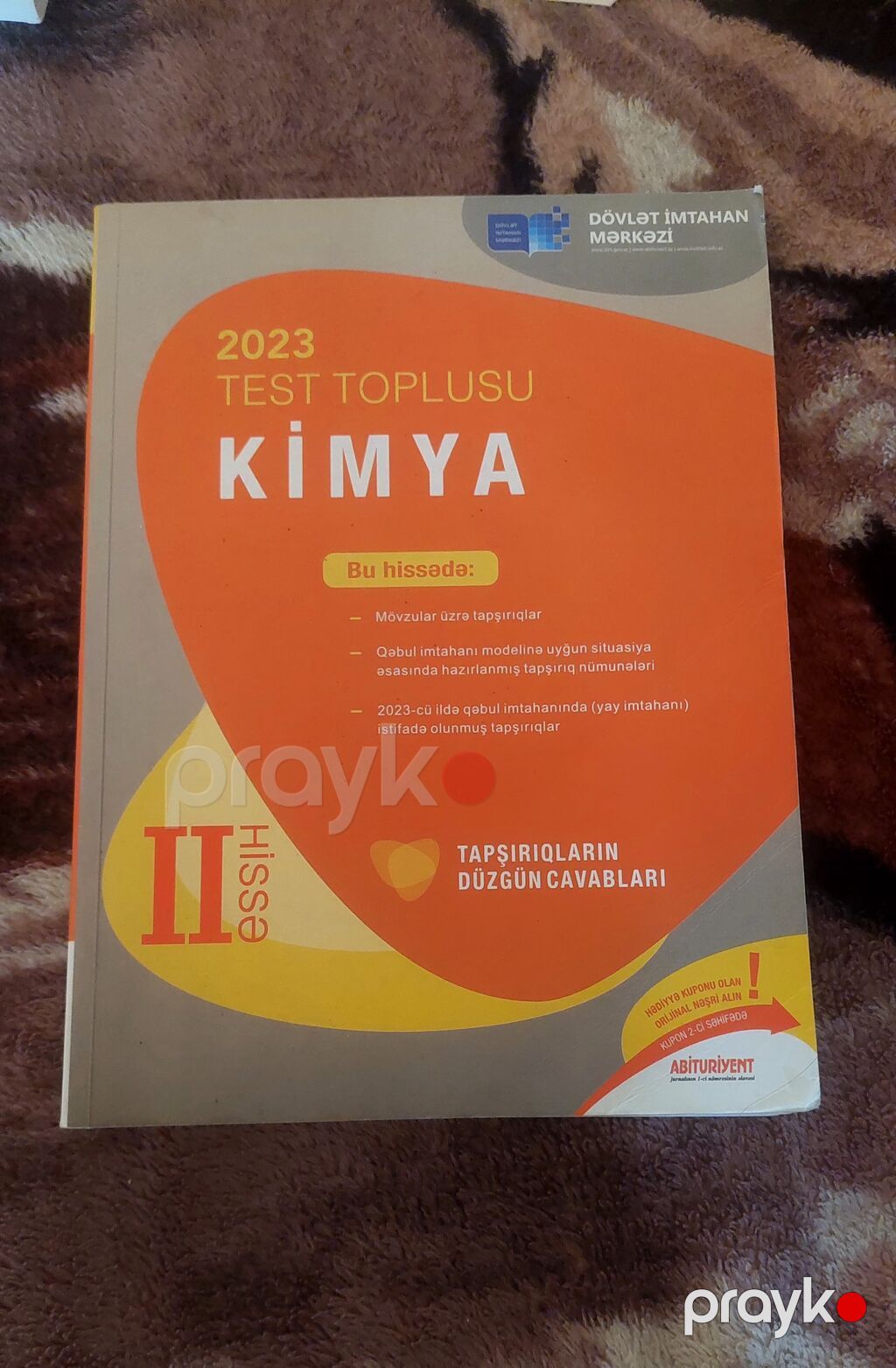 Kimya Testlər 11-ci sinif, DİM, 1-ci hissə, 2023 il — Kitablar, Bakı (2)