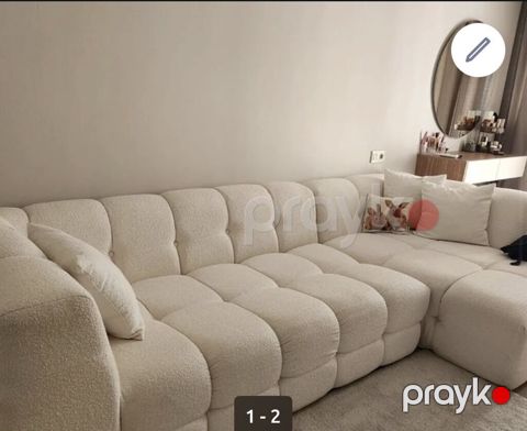 Modul tipli künc divan – krem rəng - Yumşaq, toxumalı bouclé (şanel) — Bakı