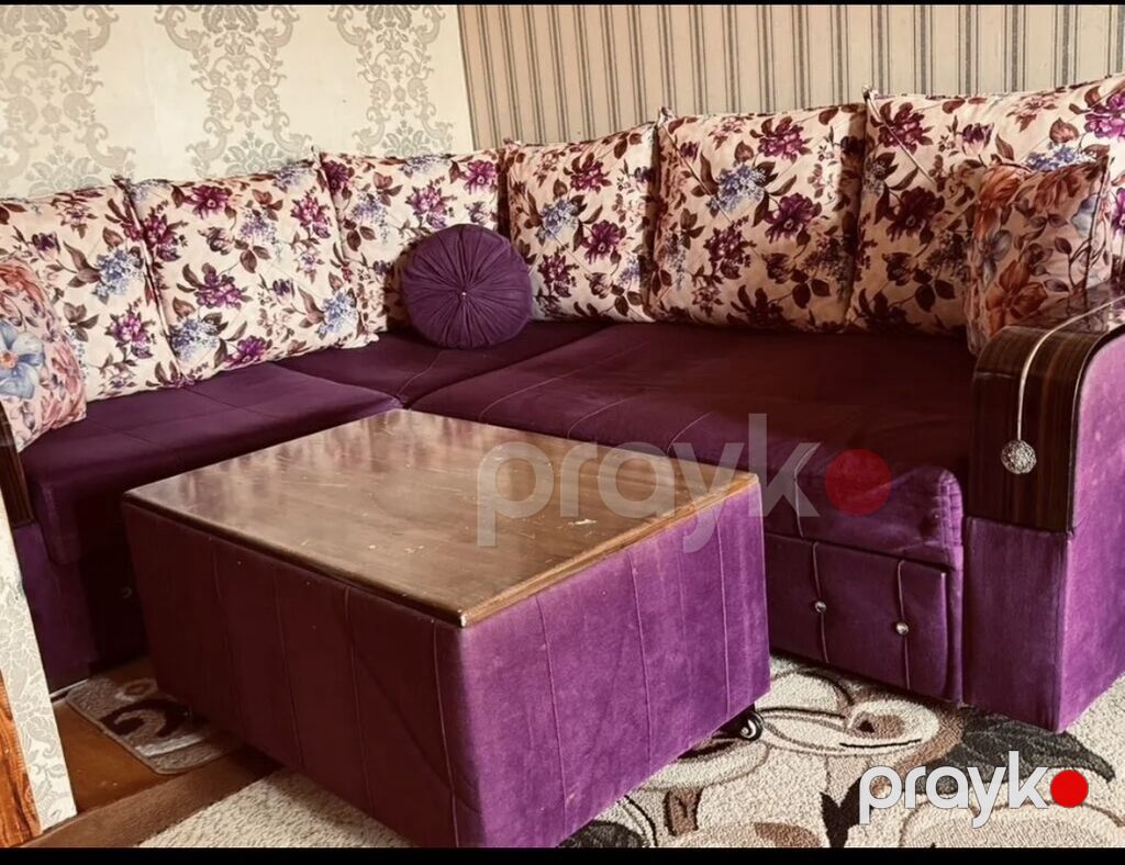 Bənövşəyi rəngdə, L formalı transformasiya olunan künc divan dəsti — Yumşaq mobilya dəstləri, Bakı (2)