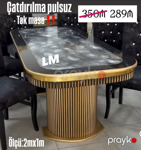Masa – modern dizaynlı yemək masası - Ölçü: 2 m x 1 m - Tək masa — Mehdiabad