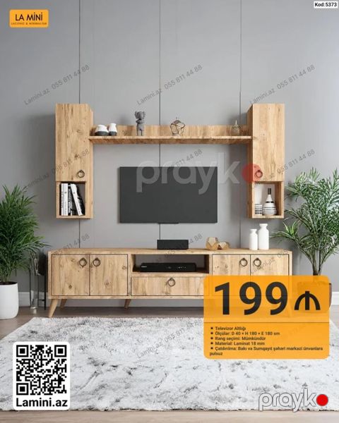 TV stendi və asma rəf dəsti – La Mini (Kod: 5373) - Tip: Televizor — Bakı