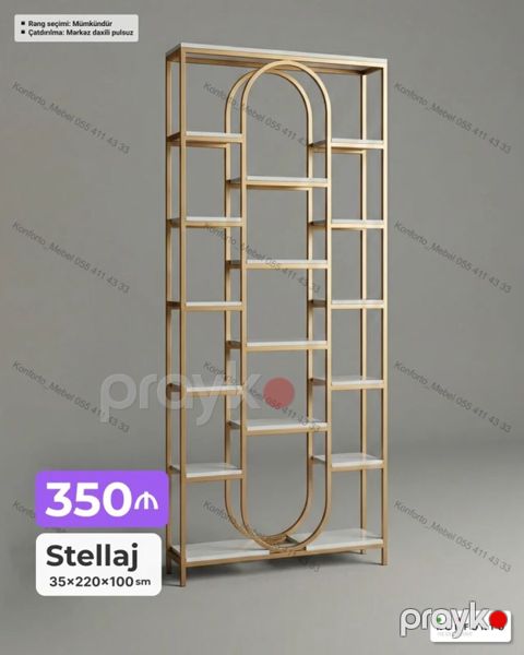 Stellaj – dekorativ rəf sistemi - Ölçülər: 35 220 100 sm — Bakı