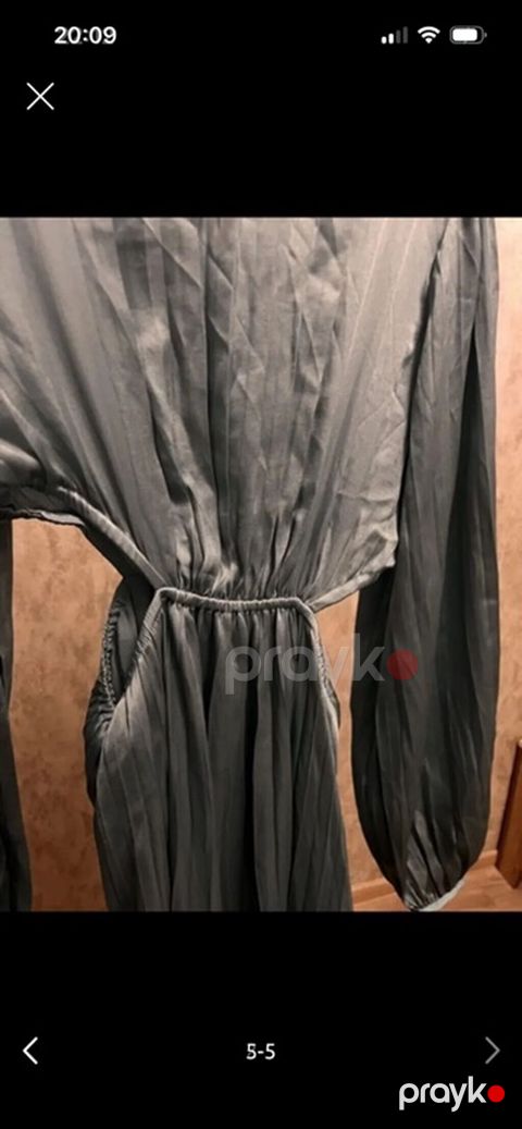 Gri rəngdə, zərif parıldılı maxi don. - Model: bel hissəsi rezinli — Bakı