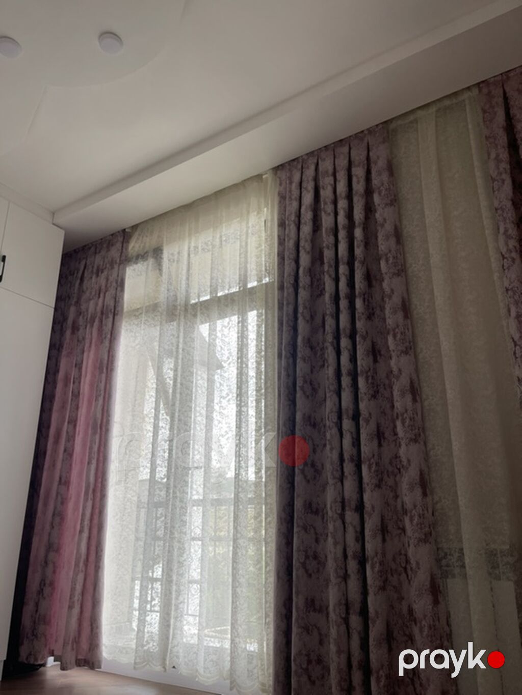 Qüllə tipli pəncərə üçün komplekt pərdə dəsti - İkiqat sistem: qalın — Pərdələr, kornişlər, jalüzilər, Bakı (4)