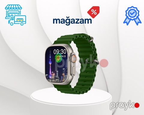 Smart saat "HK Ultra 2 Silver/Green" — Bakı