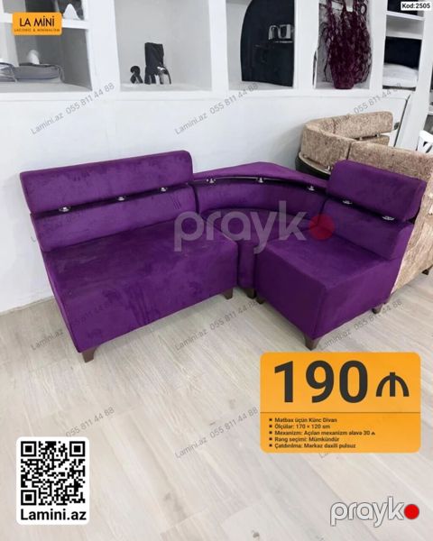 Mətbəx üçün künc divan - Model: Kod 2505 - Ölçülər: 170 120 sm — Bakı