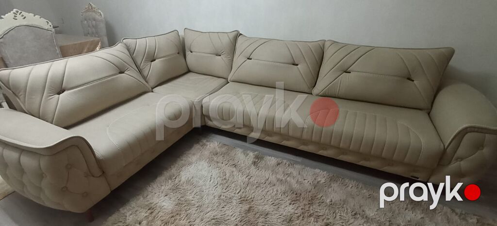 Künc divan – krem rəngdə, böyük ölçülü və rahat model 2 ayın divanıdır — Divanlər, Digah (2)