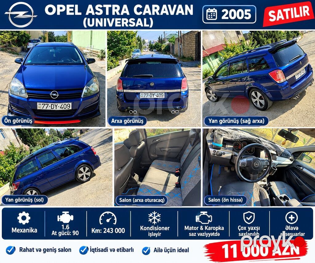 Opel Astra: 1.6 l 2005 il Universal — Avtomobillər, Bakı