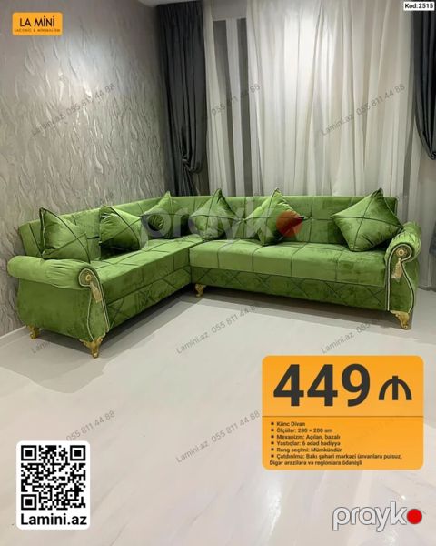 Məhsul: Künc divan (Kod: 2515) Xüsusiyyətlər: - Ölçü: 280 200 sm — Bakı